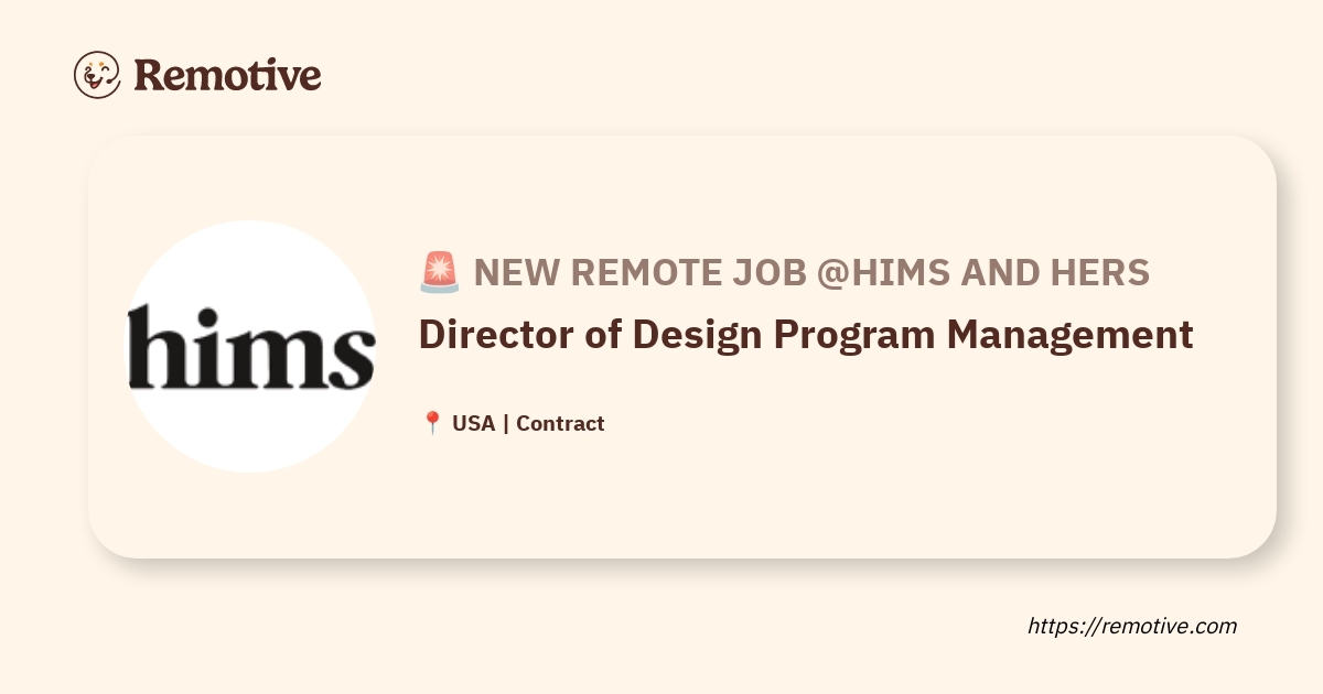 [Hiring] Director of Design Program Management @Hims And Hers