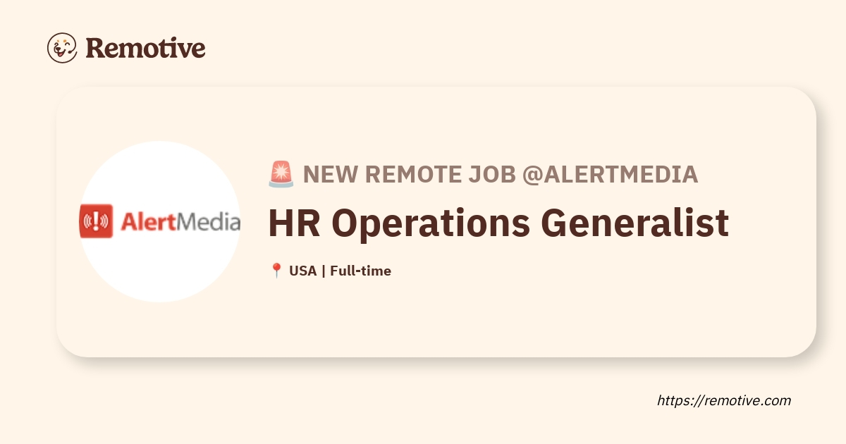 [Hiring] HR Operations Generalist @AlertMedia