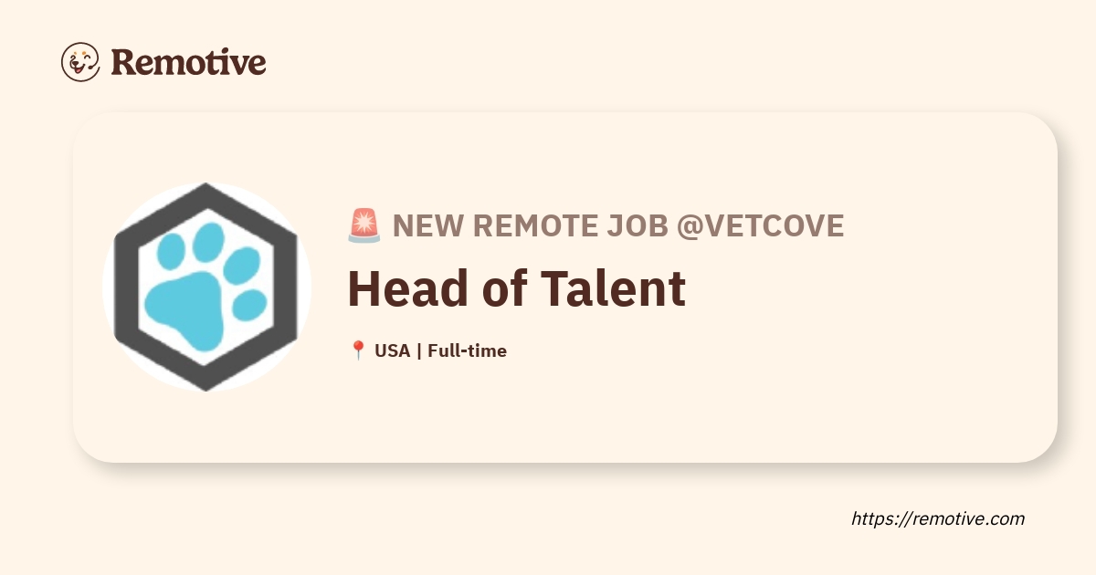 [Hiring] Head of Talent @Vetcove