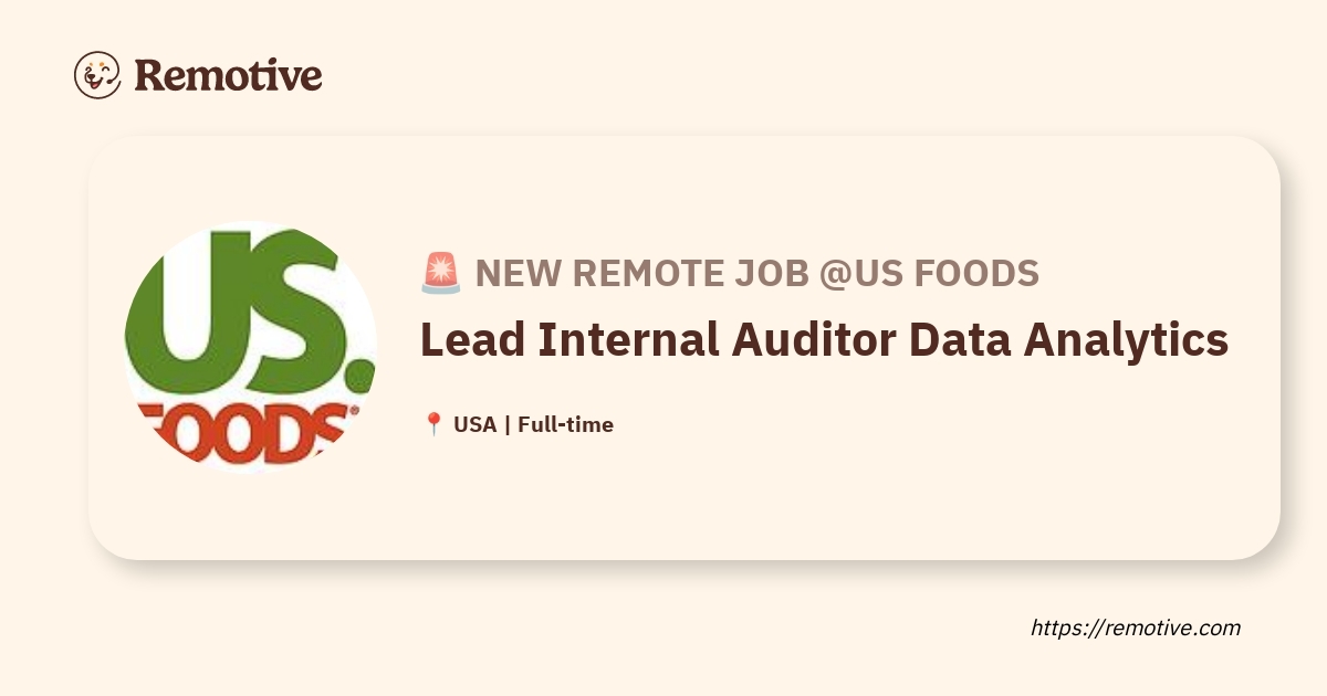 [Hiring] Lead Internal Auditor Data Analytics @US Foods