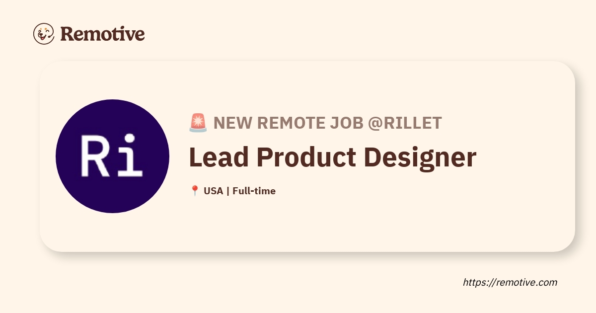 [Hiring] Lead Product Designer @Rillet