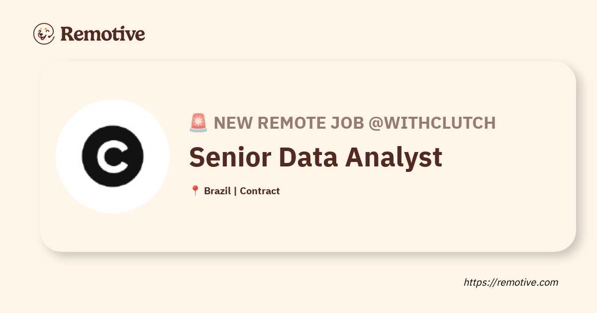 [Hiring] Senior Data Analyst @WithClutch
