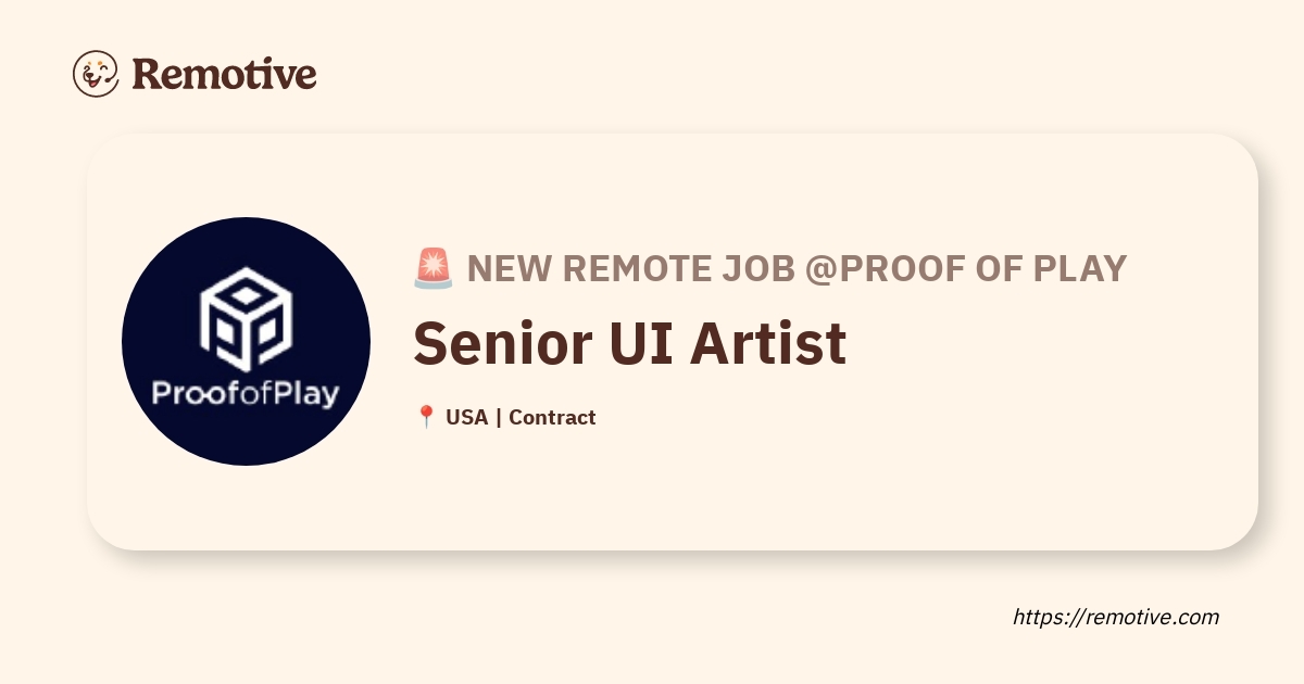[Hiring] Senior UI Artist @Proof of Play